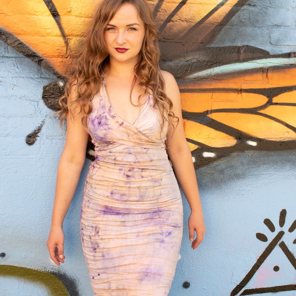Nicole Miller small short dress party cocktail 0 2 4 purple blue pink tiedyed XS